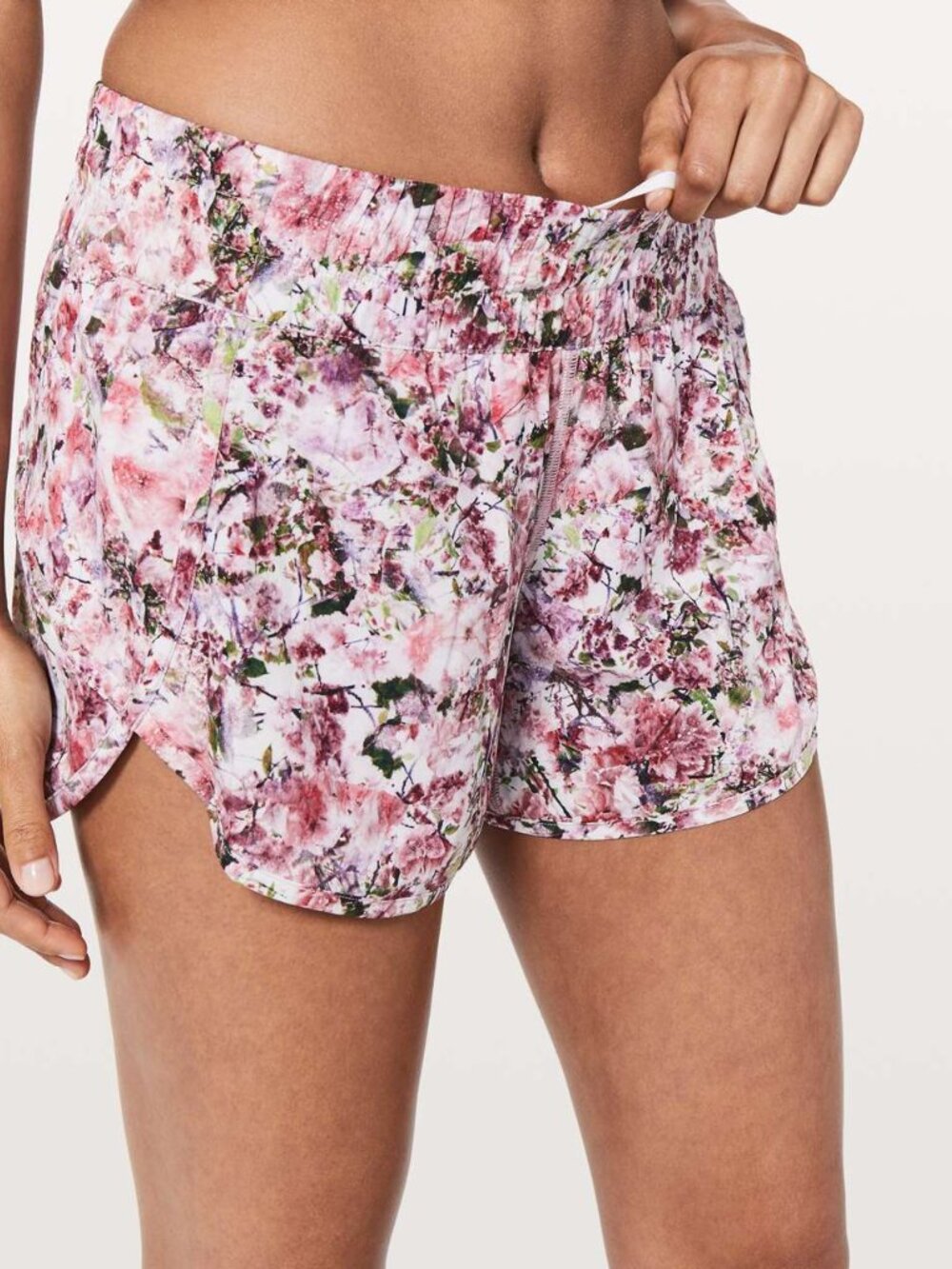 lululemon mauve floral athletic shorts